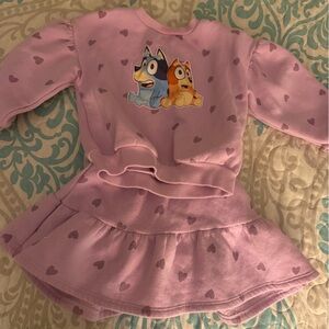 Purple Heart Print Baby Dress with Bluey Graphic